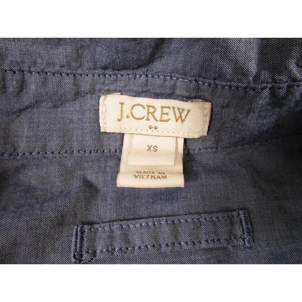 J Crew Top Womens XS Blue Button Up Tunic Casual Preppy Long Sleeve‎